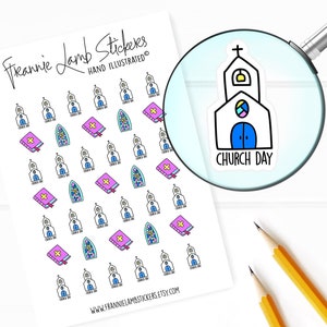 Church Stickers (1/2" each), Planner Stickers, Church Day Stickers, Christian Stickers for Calendars, Planners and more