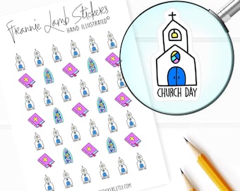 Pegatinas de iglesia (1/2" cada una), pegatinas para agendas, pegatinas para días de la iglesia, pegatinas cristianas para calendarios, agendas y más.