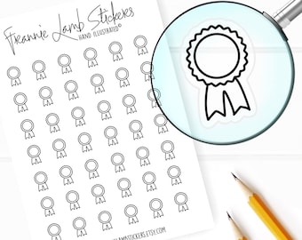 42 Clear Planner Stickers (1/2" each), Award Ribbon Stickers, School and Award Stickers for Planners, Calendars and more