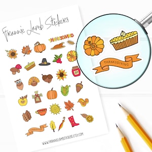 Thanksgiving Variety Stickers (1/2&quot; each), Seasonal Planner Stickers, Fall and Seasonal Stickers for Calendars, Planners, Crafts and more