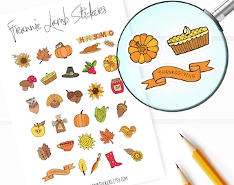 Verschiedene Thanksgiving-Aufkleber (je 1/2"), saisonale Planeraufkleber, Herbst- und Saisonaufkleber für Kalender, Planer, Bastelarbeiten und mehr
