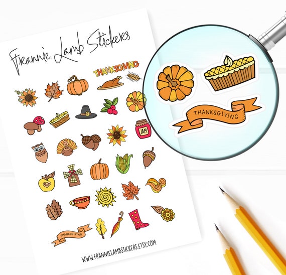 Thanksgiving Variety Stickers 1/2 Each, Seasonal Planner Stickers