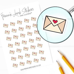 Pegatinas de cartas de amor (1/2" cada una), pegatinas de planificador, pegatinas de San Valentín para calendarios, planificadores, álbumes de recortes, manualidades y más