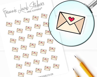 Love Letter Stickers (1/2" each), Planner Stickers, Valentine Stickers for Calendars, Planners, Scrapbooks, Crafts and more