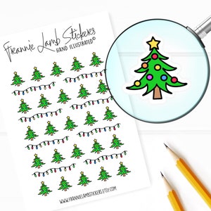 Weihnachtsbaum- und Lichter-Aufkleber (je 1/2 "), Feiertags-Planer-Aufkleber, Aufkleber für Kalender, Planer, Sammelalben, Handwerk und mehr