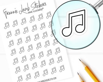 42 pegatinas transparentes para planificador (1/2" cada una), pegatinas para planificador de notas musicales, pegatinas musicales para planificadores y calendarios y más