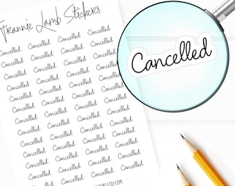 Cancelled Planner Stickers, 52 Labels for Planners, Calendars and More, Color and Paper Options Available