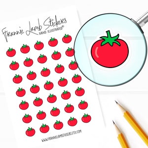 Tomato Stickers (1/2&quot; each), Fruit & Veggie Planner Stickers, Food Stickers for Calendars, Planners, Scrapbooks, Crafts and more