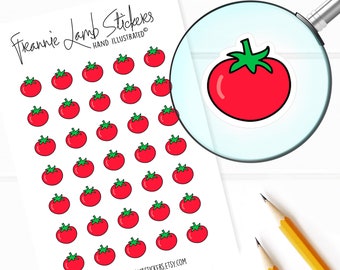 Tomato Stickers (1/2" each), Fruit & Veggie Planner Stickers, Food Stickers for Calendars, Planners, Scrapbooks, Crafts and more