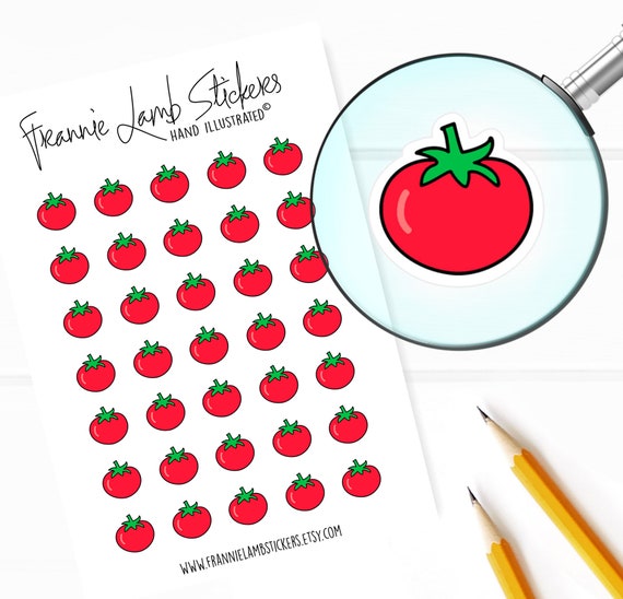 Tomato Stickers (1/2" each), Fruit & Veggie Planner Stickers, Food Stickers for Calendars, Planners, Scrapbooks, Crafts and more