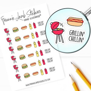 Adesivos para grelhados e comida (1/2 "cada), adesivos para planejadores, adesivos para comida e culinária para calendários, planejadores, álbuns de recortes, artesanato e muito mais