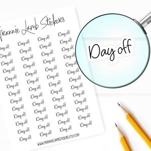 Day Off Planner-stickers, 52 labels voor planners, kalenders en meer, kleur- en papieropties beschikbaar