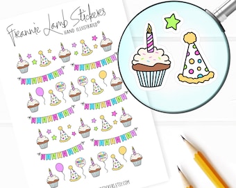 Birthday Planner Stickers, Cute Birthday Stickers, Birthday Reminder Stickers for Calendars, Planners, Scrapbooks, Crafts and more