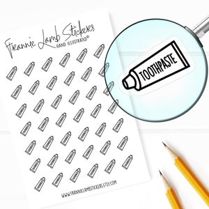 42 Zahnpasta Aufkleber (je 2,5cm) für Planer, Kalender und mehr