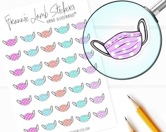 Face Mask Stickers (1/2" each), Face Mask and Medical Stickers for Calendars, Planners, Scrapbooks, Crafts and more