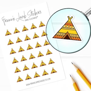 Teepee Stickers (1/2&quot; each), Stickers for Planners, Calendars, Scrapbooks, Crafts and more
