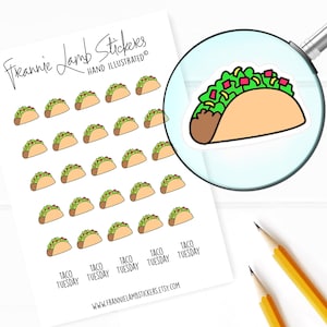 Taco Stickers (1/2&quot; each), Food Stickers for Calendars, Planners, Scrapbooks, Crafts and more
