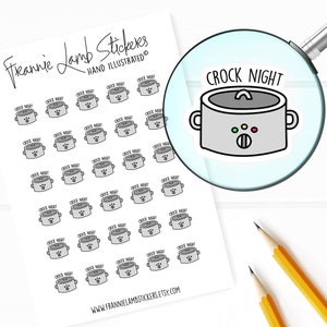 Adesivos de panela elétrica (1/2 "cada), adesivos noturnos de panela elétrica, adesivos de culinária e preparação de refeições para calendários, planejadores, álbuns de recortes, artesanato e muito mais