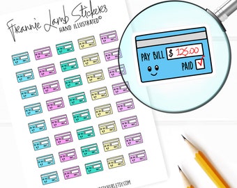 Credit Card Stickers (1/2" each), Planner Stickers, Write-On Stickers, Bill & Chore Stickers for Calendars, Planners, Scrapbooks, etc.