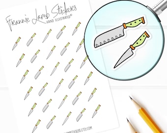 Cooking Knives Stickers (1/2" each), Meal Plan Planner Stickers, Meal Plan Stickers for Calendars, Planners, Scrapbooks, Crafts and more
