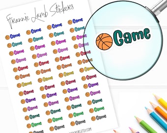 Stickers basketbalwedstrijdplanner, sportstickers, 52 labels voor planners, kalenders en meer, kleur- en papieropties beschikbaar