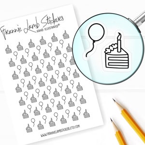 72 autocollants transparents pour gâteaux d'anniversaire et ballons (1/2 po. chacun), autocollants pour agenda, autocollants transparents mats pour agendas, calendriers, albums de coupures, etc.