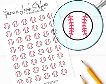48 Clear Planner Stickers (1/2&quot; each), Baseball Planner Stickers, Sport and Fitness Stickers for Planners and Calendars and more