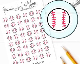 48 Clear Planner Stickers (1/2" each), Baseball Planner Stickers, Sport and Fitness Stickers for Planners and Calendars and more