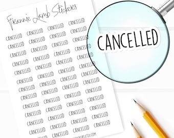 Cancelled Stickers, 52 Stickers/Labels, Stickers for Planner, Calendars and More, Color and Paper Options Available