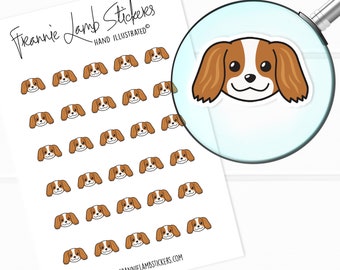 Cavalier King Charles Spaniel Stickers (1/2" each), Pet Stickers, Dog Stickers for Calendars, Planners, Scrapbooks, Crafts and more