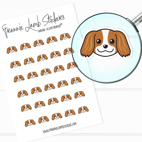 Cavalier King Charles Spaniel Stickers (1/2" each), Pet Stickers, Dog Stickers for Calendars, Planners, Scrapbooks, Crafts and more