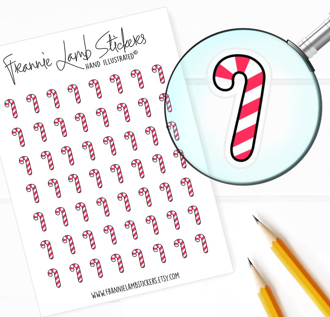 42 Clear Planner Stickers (1/2" Each), Candy Cane Planner Stickers ...