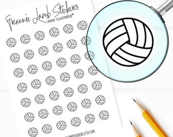 42 Clear Planner Stickers (1/2" each), Volleyball Stickers, Sport and Hobby Stickers for Planners and Calendars and more