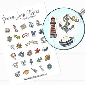 Nautische stickers (elk 1/2"), stickers voor kalenders, planners, plakboeken, knutselwerkjes en meer
