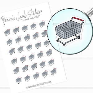 Naklejki na koszyki zakupowe (1/2" każda), naklejki na planery, naklejki na zakupy spożywcze do kalendarzy, planerów, artykułów rzemieślniczych i nie tylko