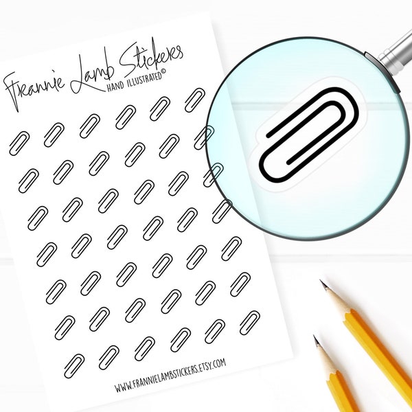42 Clear Planner Stickers (1/2" each), Paperclip Stickers, School and Office Stickers for Planners, Calendars and more