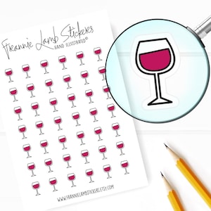 42 duidelijke plannerstickers (elk 1/2"), rode wijnstickers, drank- en wijnstickers voor planners en kalenders en meer