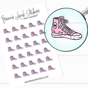 Pink Sneakers Stickers (1/2&quot; each), Fashion Stickers, Stickers for Calendars, Planners, Scrapbooks, Crafts and more