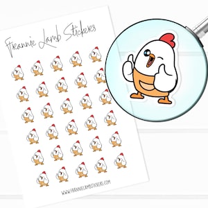 Adesivos fofos de frango com polegar para cima (1/2 "cada), adesivos de planejador, adesivos de personagens fofos para calendários, planejadores, álbuns de recortes, artesanato e muito mais