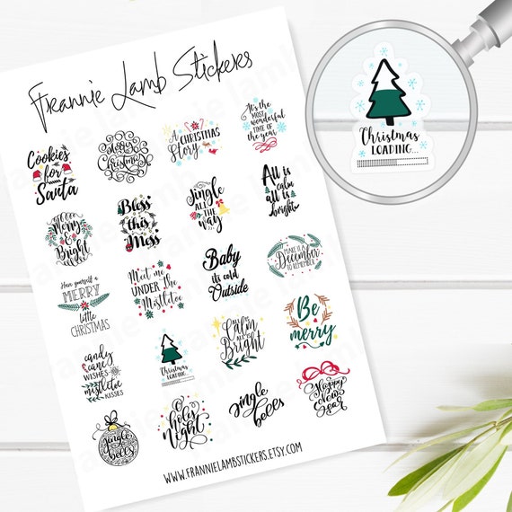 Christmas Stickers, Clear or White Sticker Paper, Planner Stickers,  Calendar Stickers, Holiday Stickers, Holiday Quotes and Phrases