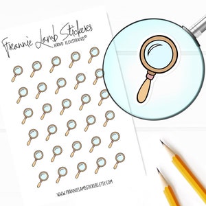 Adesivi con lente d'ingrandimento (1/2" ciascuno), adesivi per agenda, adesivi per la scuola e il lavoro per calendari, agende e altro ancora