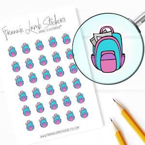 Backpack Stickers (1/2" each), School Planner Stickers, School Stickers for Calendars, Planners and more