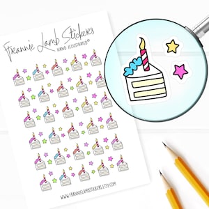 Birthday Cake Planner Stickers, Birthday Reminder Stickers, Cake Stickers for Calendars, Planners, Scrapbooks, Crafts and more