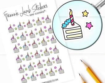 Birthday Cake Planner Stickers, Birthday Reminder Stickers, Cake Stickers for Calendars, Planners, Scrapbooks, Crafts and more