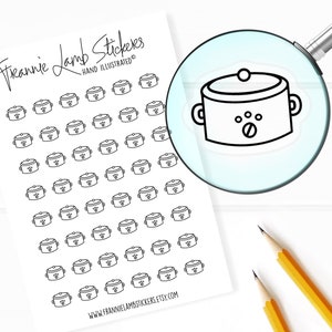 42 Clear Planner Stickers (1/2&quot; each), Crockpot Stickers, Food and Meal Plan Stickers for Planners, Calendars and more