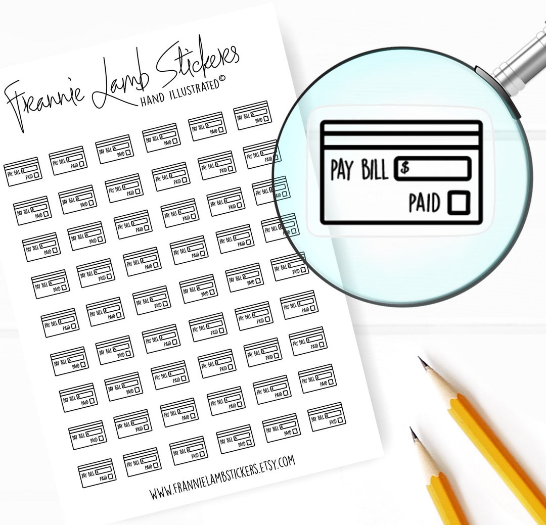 54 Clear Planner Stickers (1/2" Each), Credit Card Stickers, Bill ...