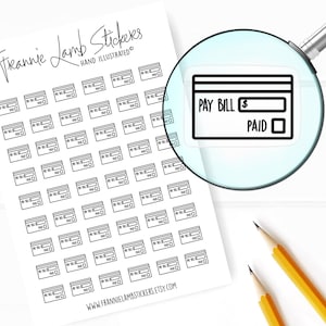 54 Clear Planner Stickers (1/2" each), Credit Card Stickers, Bill Reminder Stickers for Planners and Calendars and more