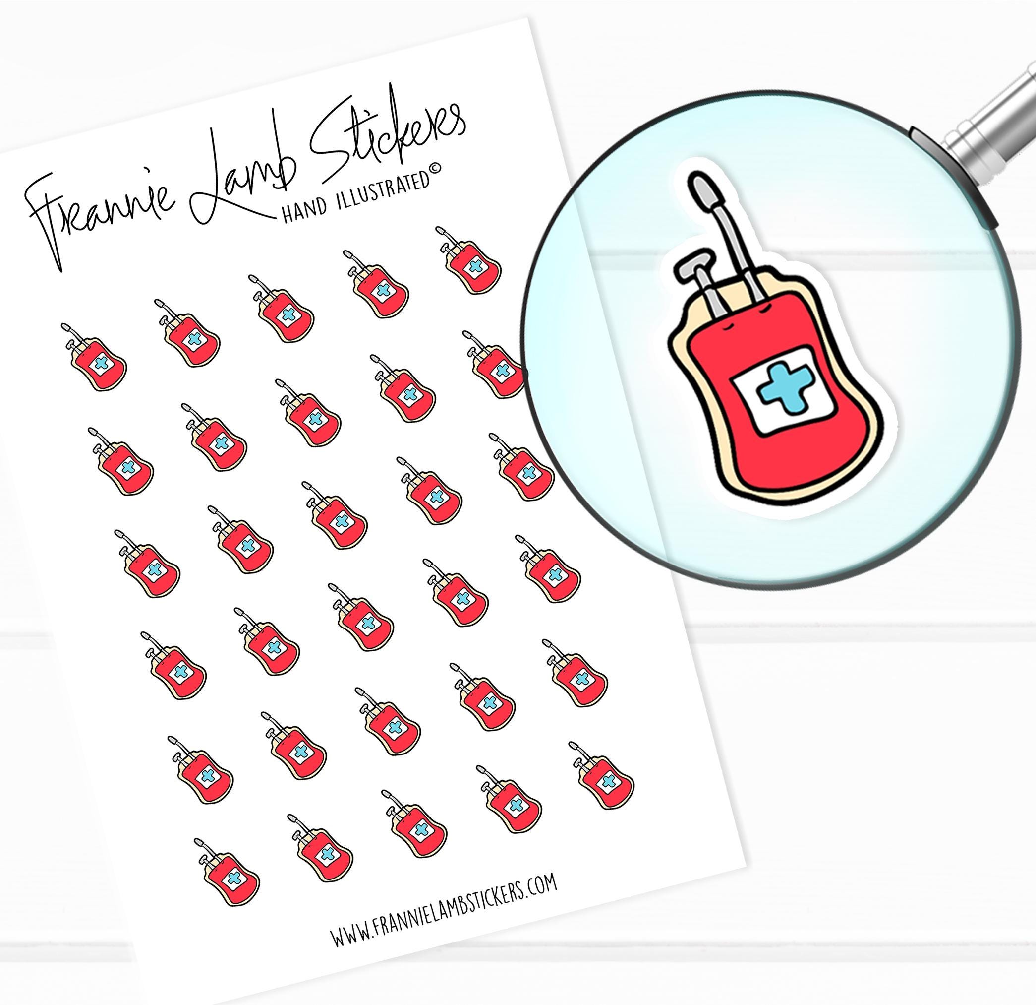 Blood Bag Stickers (1/2" Each), Blood Donation Stickers for Calendars ...