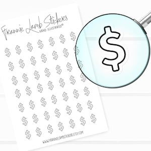 49 Clear Planner Stickers (1/2" each), Dollar Sign Stickers, Clear Matte Stickers for Planner and Calendars and more
