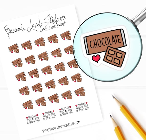 Chocolate Stickers (1/2" each), Planner Stickers, Food and Dessert Stickers for Calendars, Planners, Scrapbooks, Crafts and more